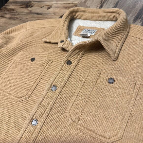 L.L. Bean Katahdin Iron Works Sherpa Lined Shirt Jacket Shacket Men’s Large - Picture 7 of 14